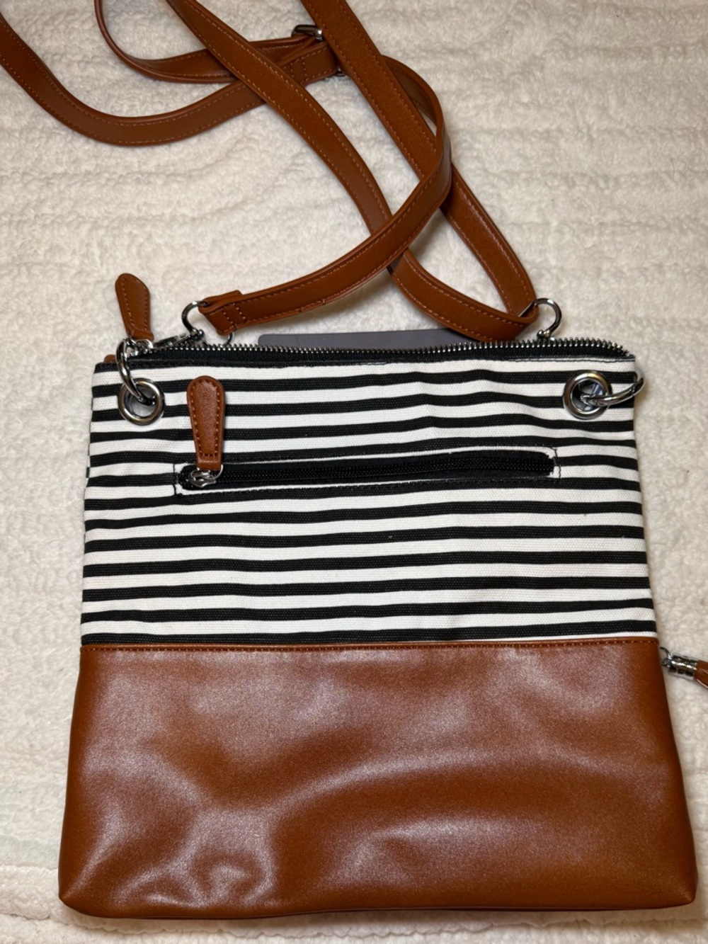 Striped Black & Brown Crossbody Bag - Picture 2 of 7